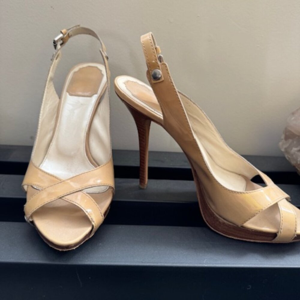 Dior Patent Leather Platform Slingback Pumps Size 38